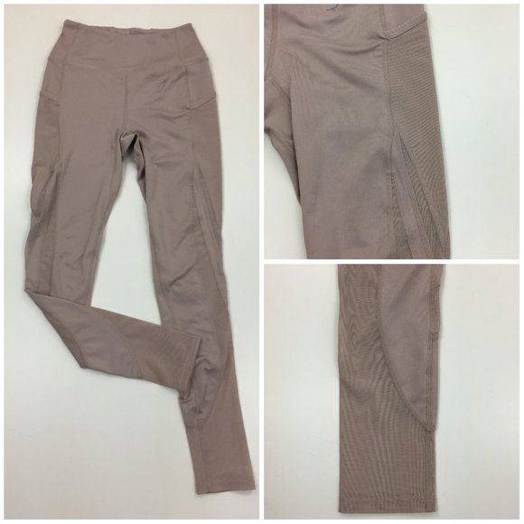 GYMSHARK Light Mauve Pink Dry Moisture Wicking Sheer Mesh Insert Leggings Pants - Picture 1 of 13